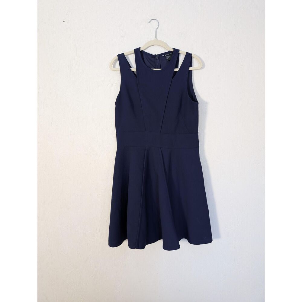 Armani Exchange Dress Womens 12 Navy Blue Fit & Flare Sleeveless Lined Party